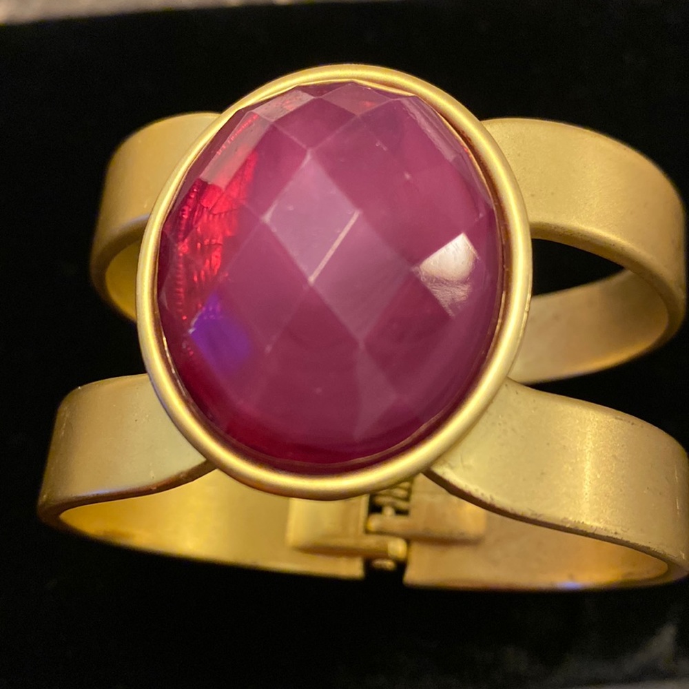 Brushed Gold and Plum Color Bangle Bracelet. White House/Black Market